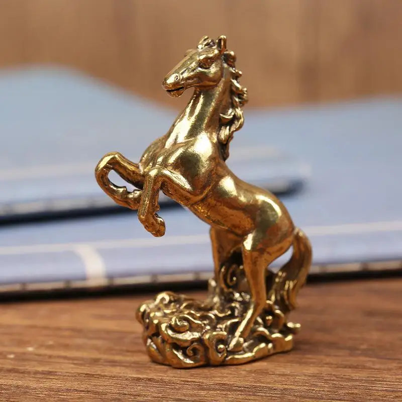 Brass Horse Desktop Ornament, Living Room Coffee Table Sculpture, Metal Craft, Home Decoration, Chinese Zodiac Horse Statue