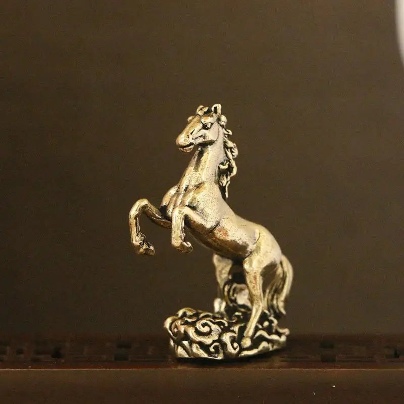 Brass Horse Desktop Ornament, Living Room Coffee Table Sculpture, Metal Craft, Home Decoration, Chinese Zodiac Horse Statue